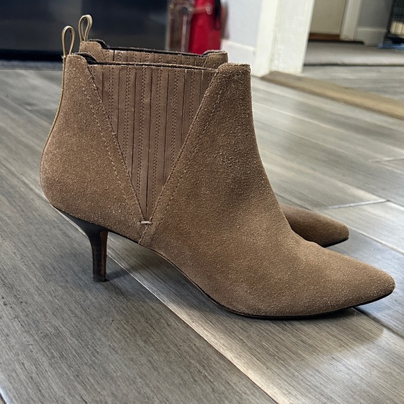 Donald J. Pliner Taupe Suede Pointed-Toe Ankle Booties